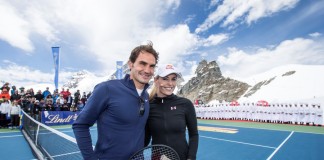Ünlü İsviçreli Tenisçi Roger Federer ve Amerikalı Kayakçı Lindsey Vonn, Alp Dağları’nda Yarıştı