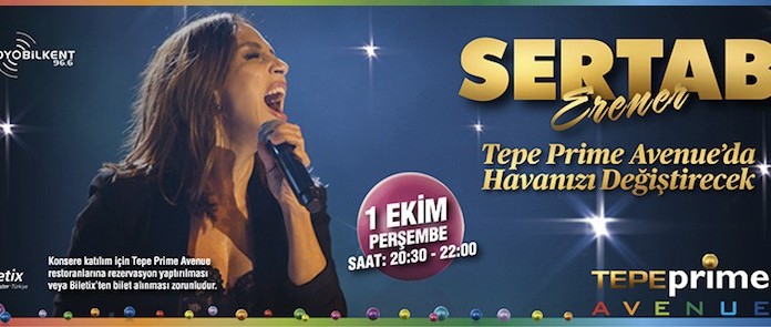 Sertap Erener 1 Ekim 2015 gecesi Tepe Prime’da