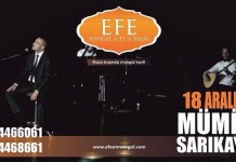 Efe Et Mangal 18 Aralık 2015 akşamı Mümin Sarıkayayı konuk edecek